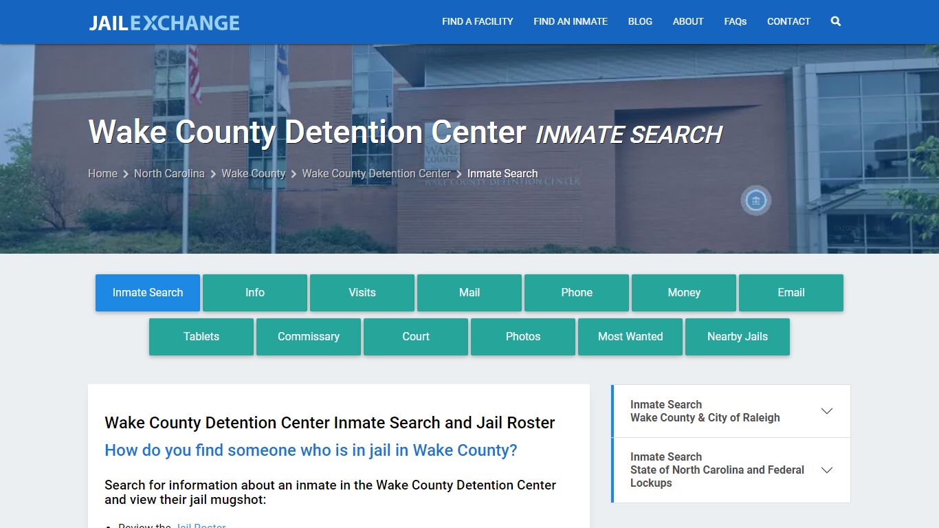 Inmate Search: Roster & Mugshots - Wake County Detention Center, NC